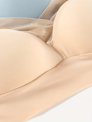4pcs Contrast Mesh Wireless Push Up Bras Breathable Women's Lingerie