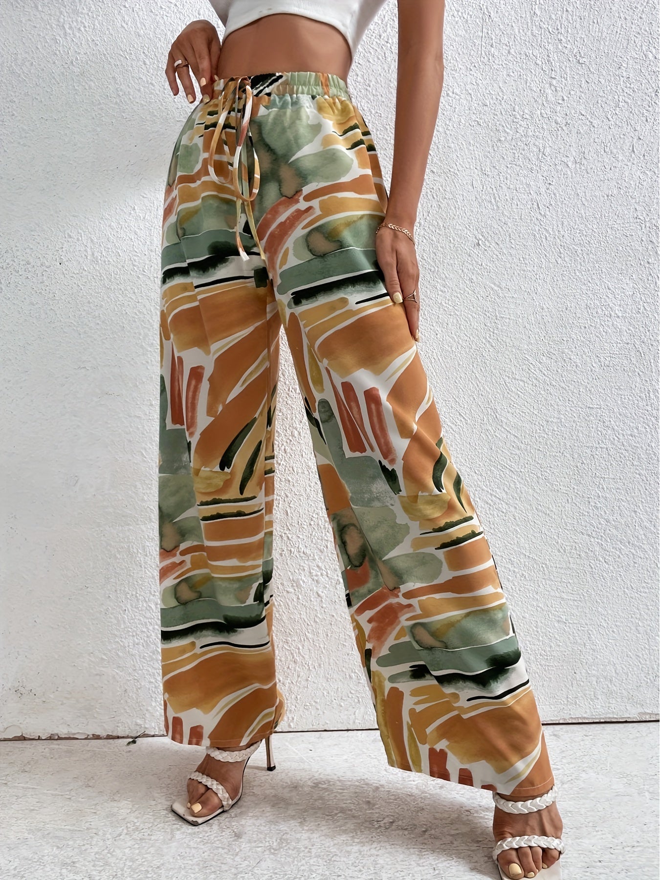 Wide Leg Drawstring Pants Spring & Fall Women's Clothing