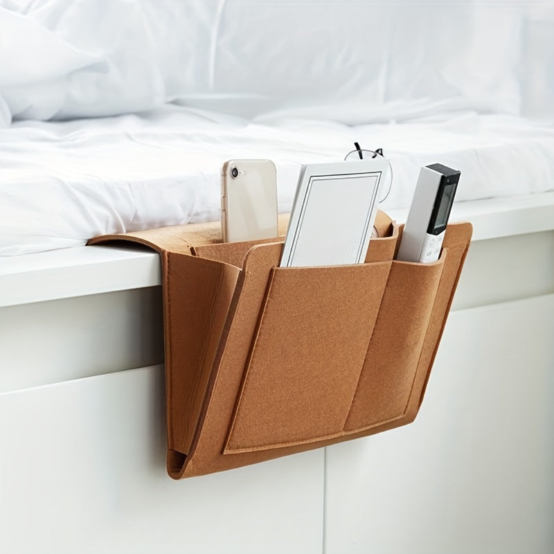 Stylish Bedside Hanging Storage Bag with Phone Remote and Tissue Holder