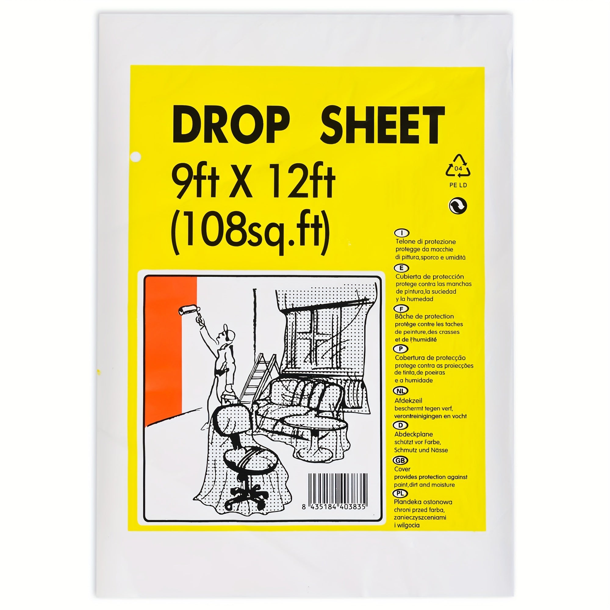 Clear Plastic Drop Cloth 9x12 Feet Waterproof Dust Proof Furniture Cover Tarps