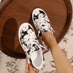 Peach Blossom Printed Canvas Low Top Shoes for Women