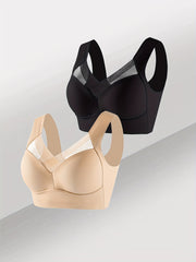 2pcs Wireless Push Up Bras Comfy & Breathable Women's Lingerie