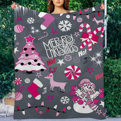 Christmas Snowman Elk Stocking Throw Blanket Soft Lightweight Sofa Blanket