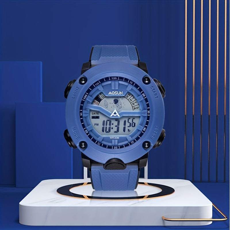 Round Electronic Sports Watch With Dual Display
