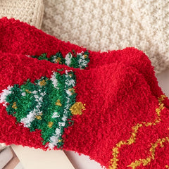 5 Pairs Christmas Pattern Socks Comfy & Fuzzy Crew Socks Women's Stockings