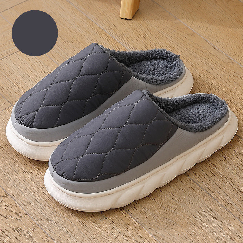 Plaid Nylon Cozy Slippers Soft Plush Lining