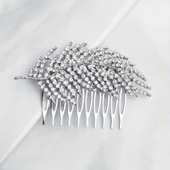 Rhinestone Leaf Hair Comb Bridal Wedding Headwear Hair Styling Accessory