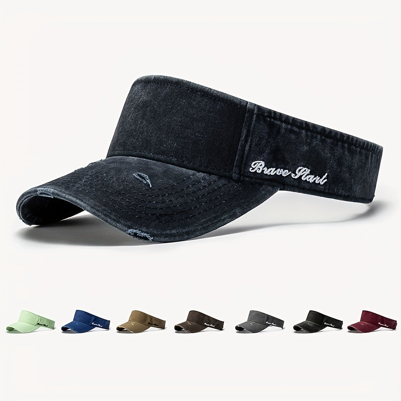 Embroidered Sunscreen Hat, Empty Top, Unisex