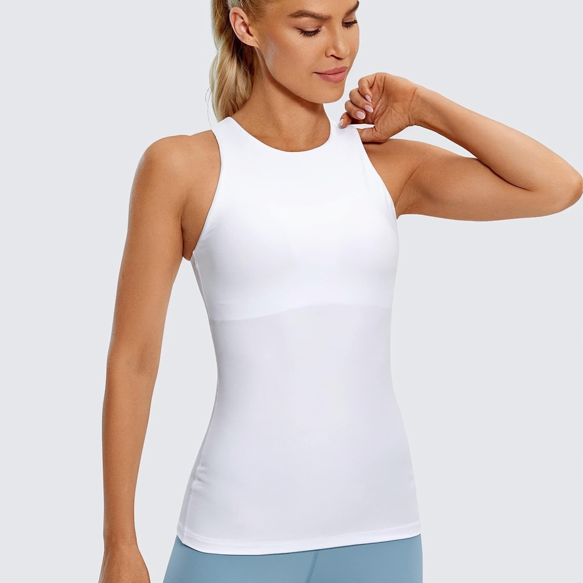 Women's High Neck Tank Top with Bra Racerback
