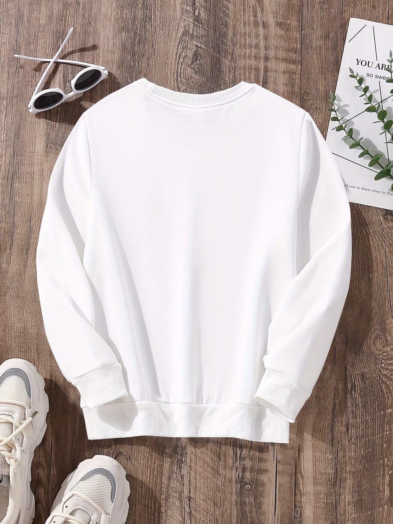 Girls Hoodie Letter HAPPY Heart Print Pullover Sweatshirt