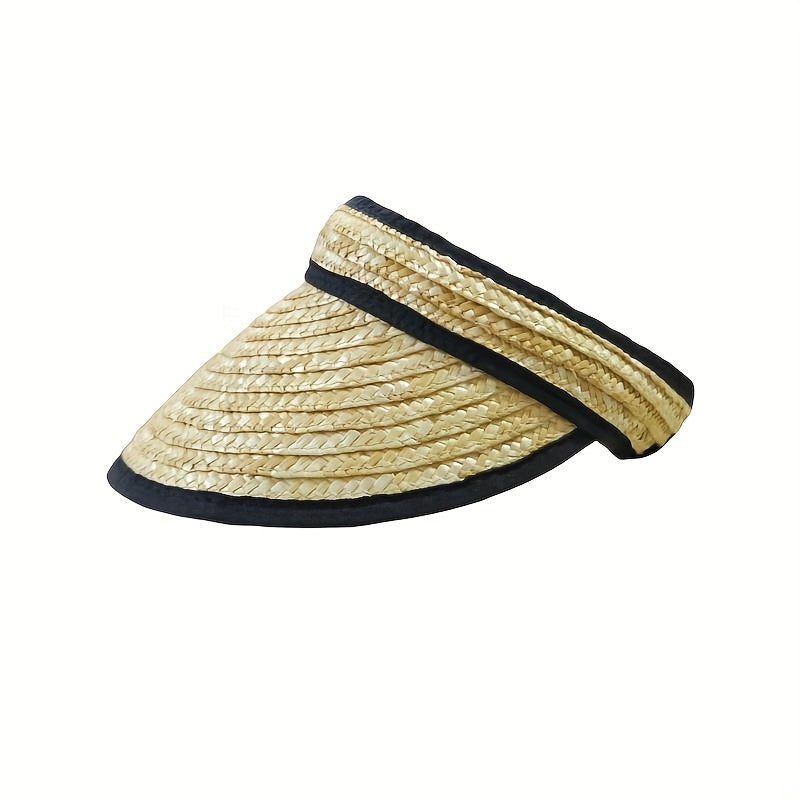 Vintage Straw Sun Visor Hat Lightweight UV Protection Summer Sun Hats