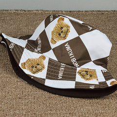 Puppy Print Bucket Hat Sunshade Sunscreen Double Sided Wearing