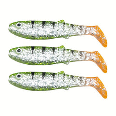 3pcs Soft Bait T Tail 3D Eyes Earthworm Soft Lure Artificial Silicone Bait
