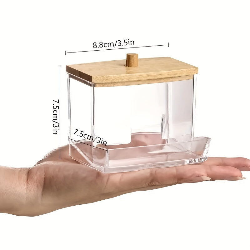 Acrylic Q Tip Holder Dispenser Cotton Ball Swab Box