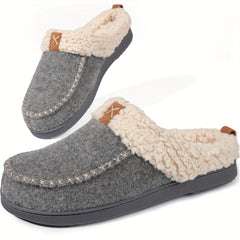 Women's Plush Felt Sherpa Slippers Slip On Plush Lined Shoes