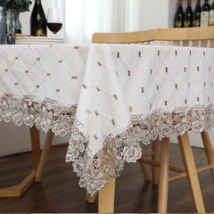 Plaid Jacquard Tablecloth Embroidered Linen Dustproof Decorative Tablecloth