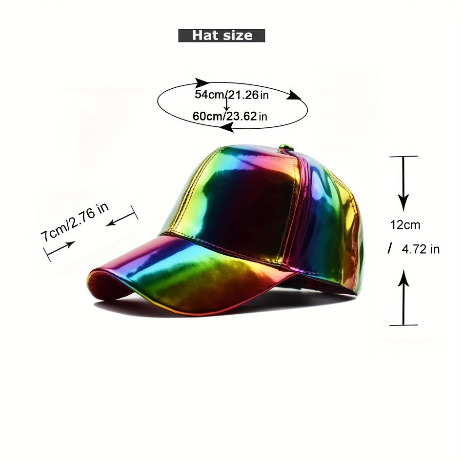 Men's PU Light Laser Baseball Cap Waterproof Peaked Dad's Hat