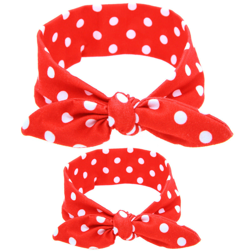 2pcs Parent-child Headband Classic Lattice Rabbit Ear Hair Band Set