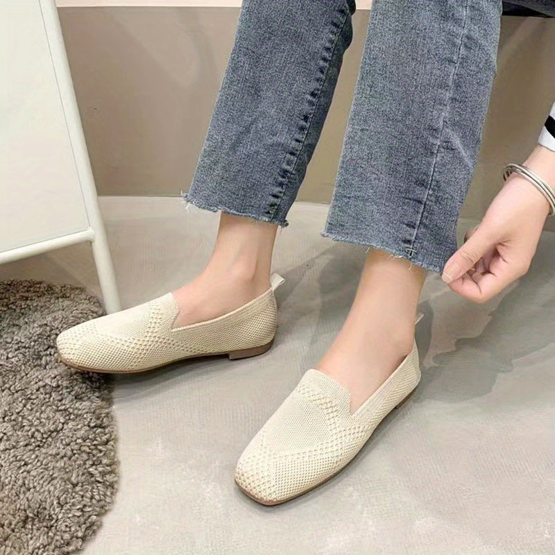 Women's Knitted Ballet Flats Comfortable Slip On Shoes