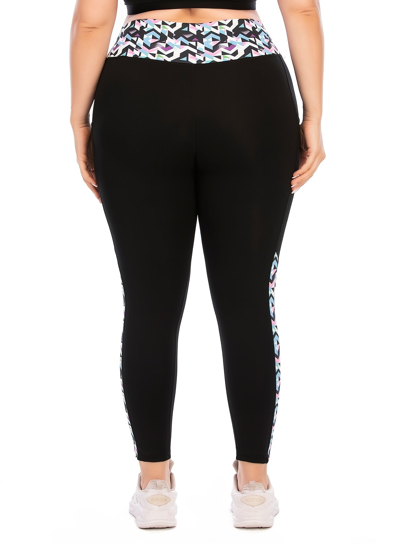 Geometric Print Yoga Sports Leggings - Medium Stretch