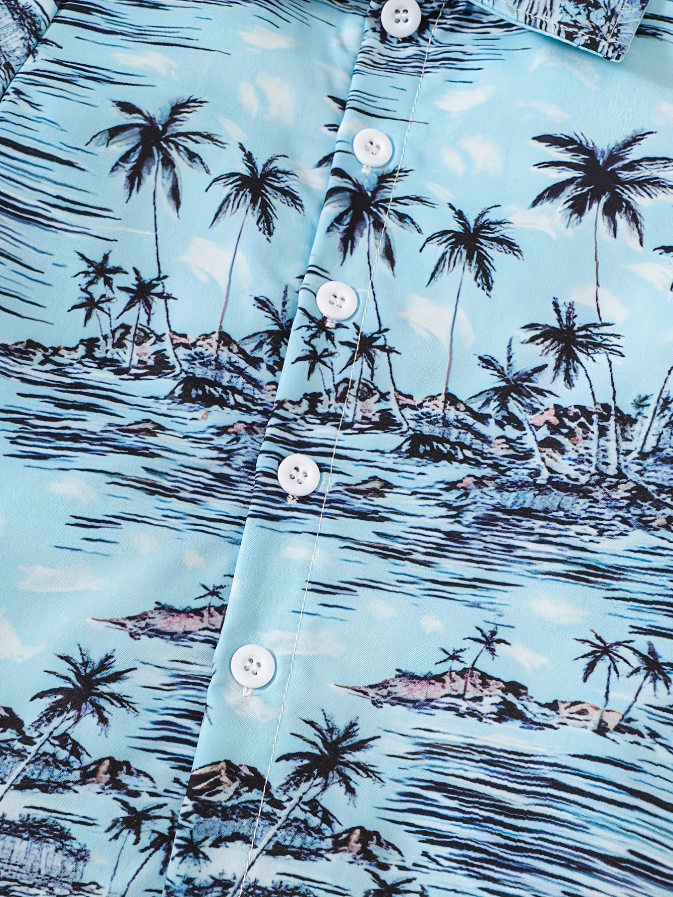 Boys Summer Coconut Tree Print Short Sleeves Shirt