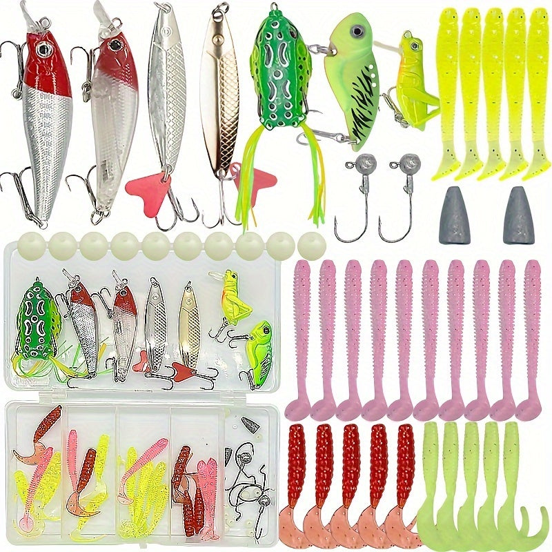 Freshwater Fishing Lures Kit for Bass Trout Crappie Salmon 72pcs