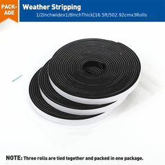 Door Weather Stripping 1/2"X1/8" Window Door Seal Strip 50ft