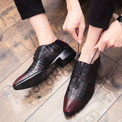 Men's Crocodile Pattern Lace Up Derby Shoes Business Formal Wedding