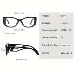Gradient Cat Eye Frame Glasses Hollow Out Temple Anti Eyewear