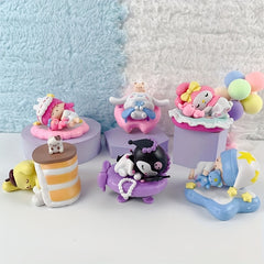 6pcs Cinnamoroll Pom Pom Purin Sle...