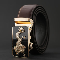 Men's Business PU Leather Belt Dragon Decor