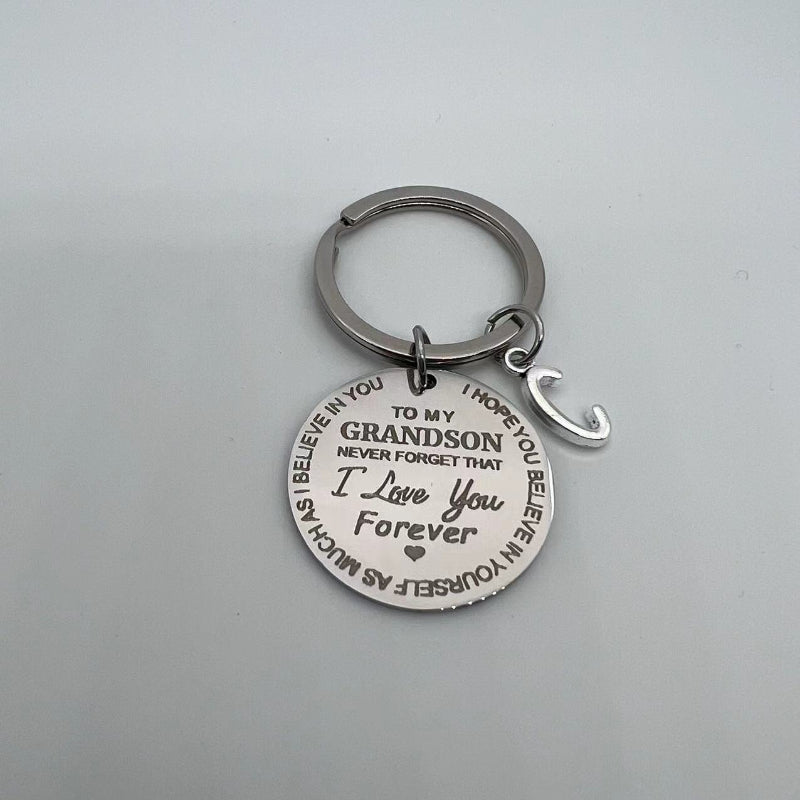 1pc 18in Initial A T Stainless Steel Engraved Keychain