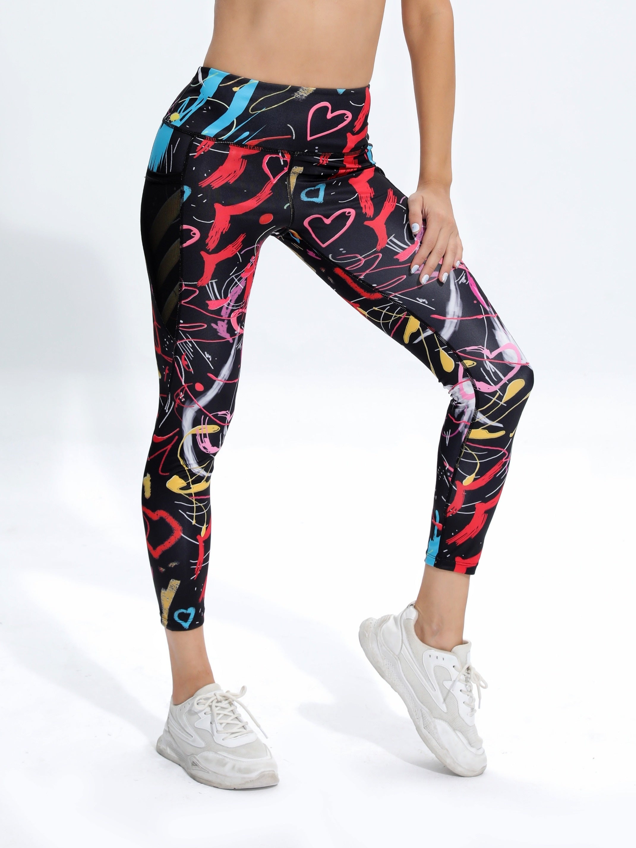 Printed Slimming Yoga Pants High Stretch Fitness Running Pants