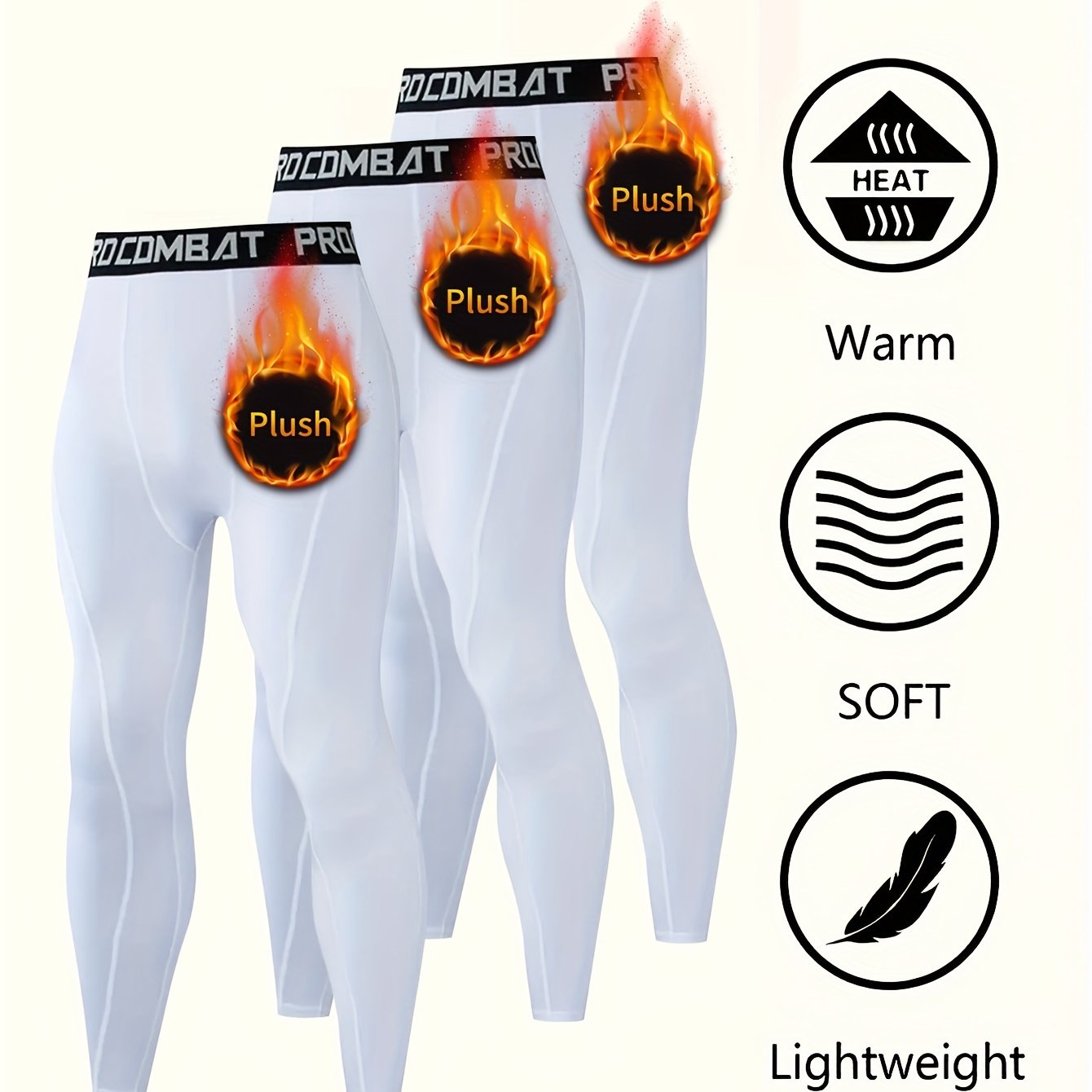 Men's Warm Fleece Bottoming Pants Sports Fitness High Elastic Leggings