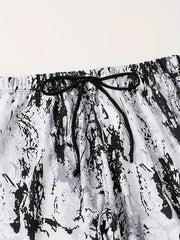 Allover Print Drawstring Cropped Pants Women's Beachwear