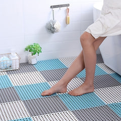 2 Pack Interlocking Drainage Tiles Waterproof Floor Mats for Bathroom Kitchen