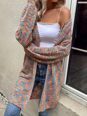 Colorful Printing Knit Cardigan Open Front Sweater