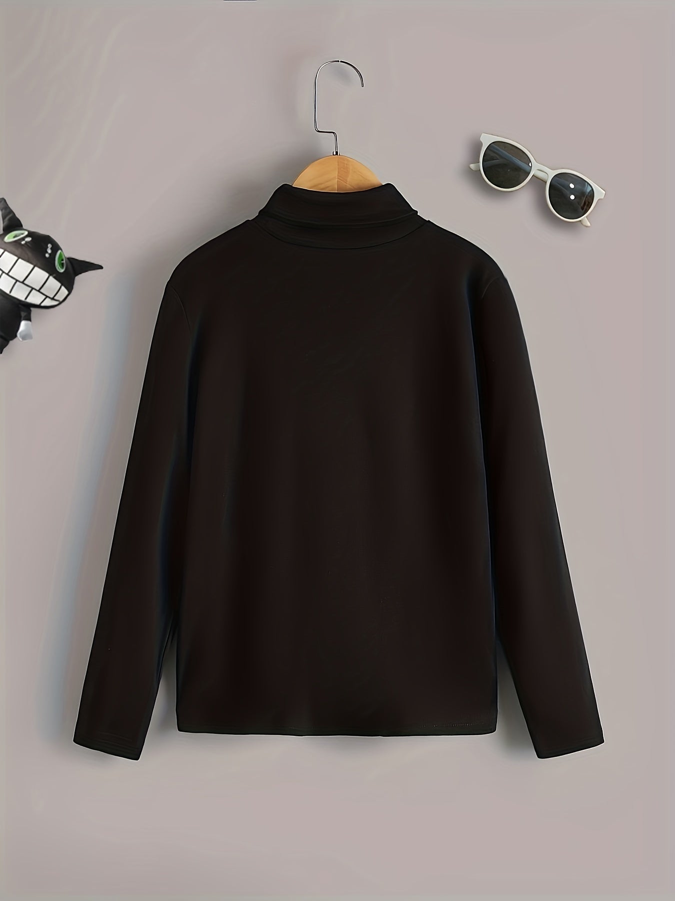 3pcs Boys Solid Sweater Round Neck Long Sleeve Stretch Warm Knit Pullover Top