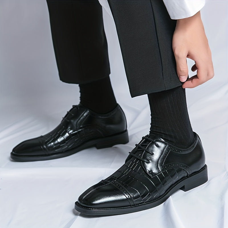 Men's Derby Shoes Lace up Front Toe Cap Dress Shoes For Men