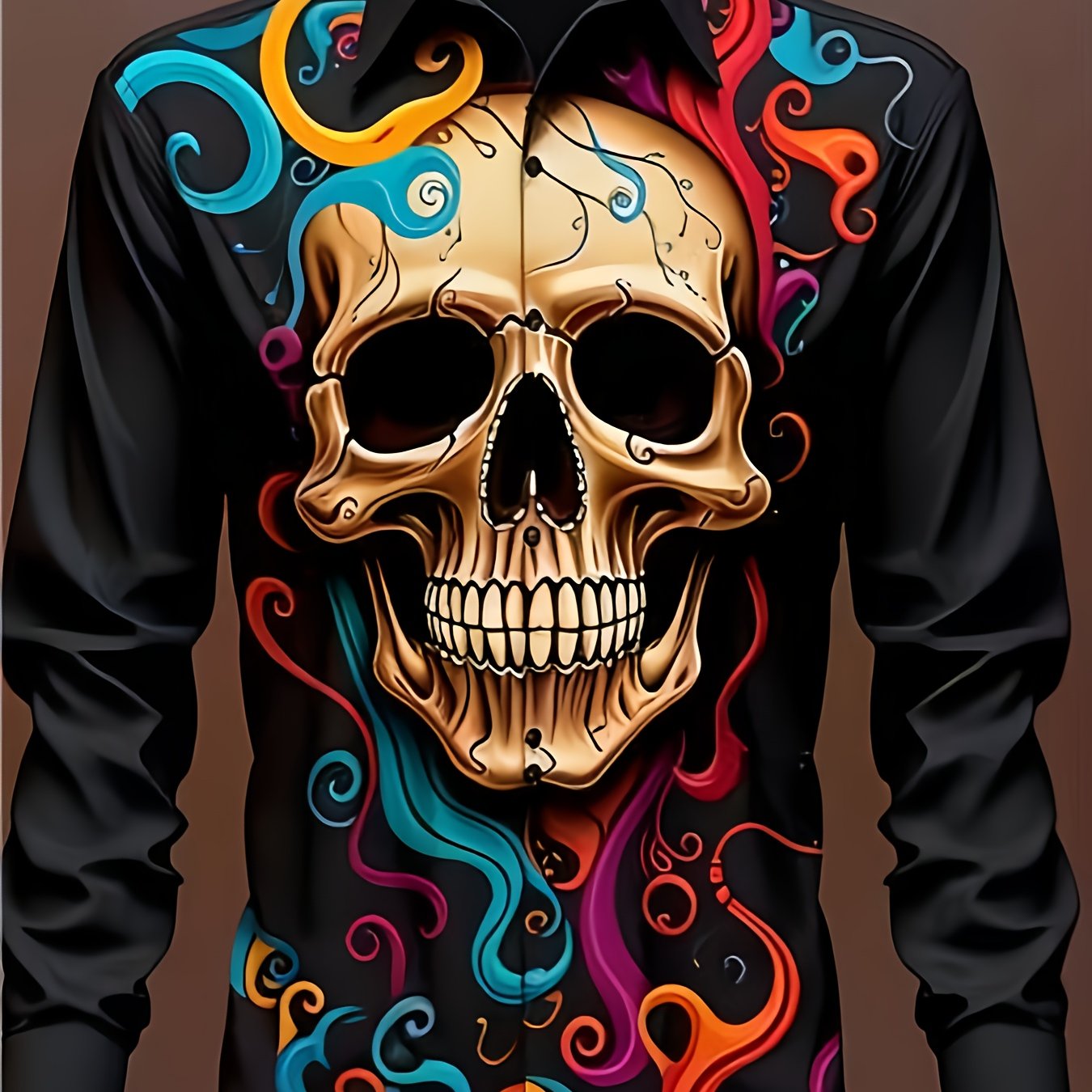 Skull 3D Pattern Men's Long Sleeve Shirt For Autumn