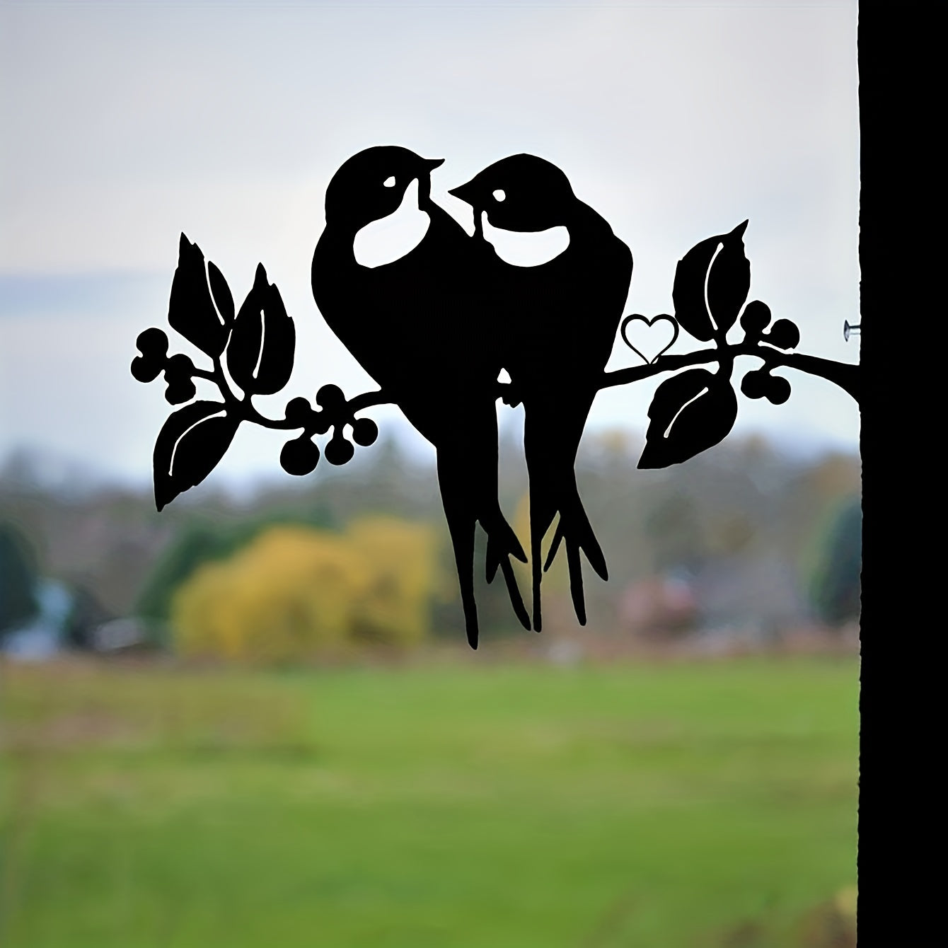 2 Birds Silhouette Steel Wall Decor Art Home Garden Statue Stakes