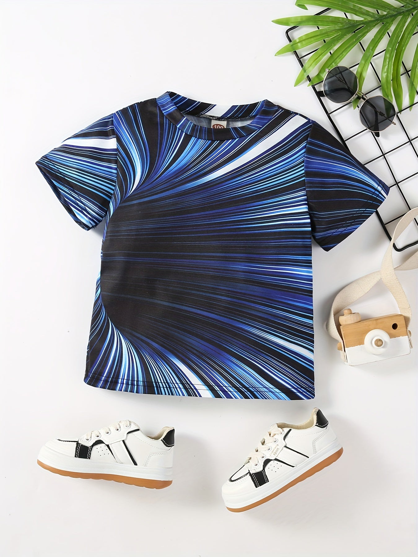 Boys' Stylish Graphic T Shirt Slightly Stretchy Short Sleeve Summer Tee