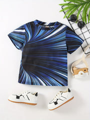 Boys' Stylish Graphic T Shirt Slightly Stretchy Short Sleeve Summer Tee
