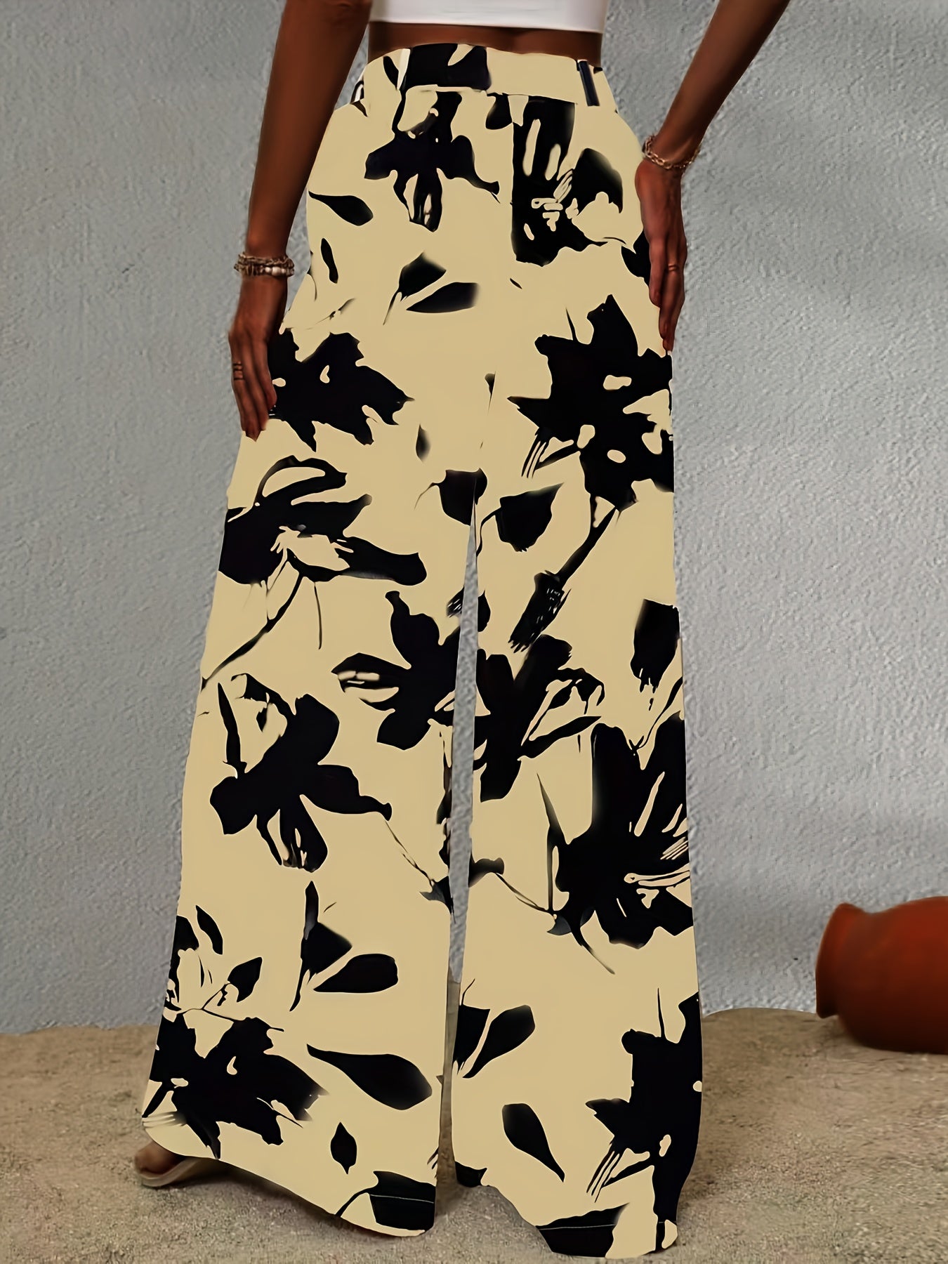 Wide Leg Pants Vacation Tie Front Pants Women's Clothing