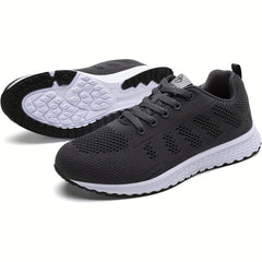 Women's Solid Running Shoes Mesh Outdoor Sneakers Lace Up Sports Shoes
