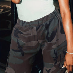 Camo Print Pocket Shorts for Women