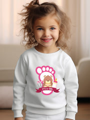 Girls Bear Pattern Crew Neck Sweatshirt