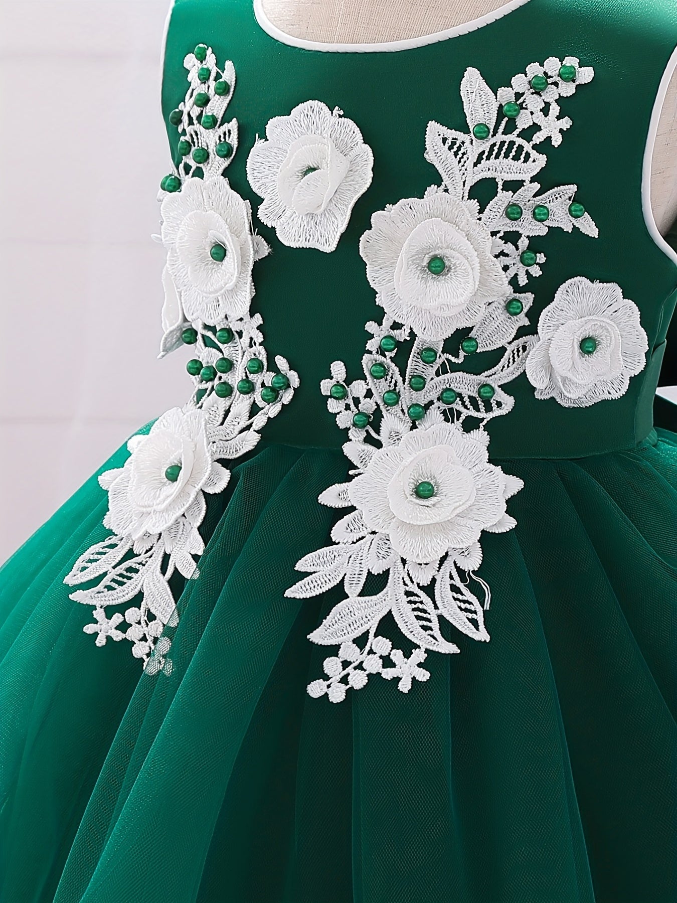 Baby Girls Appliques Sleeveless Lace Trim Princess Dress Clothes