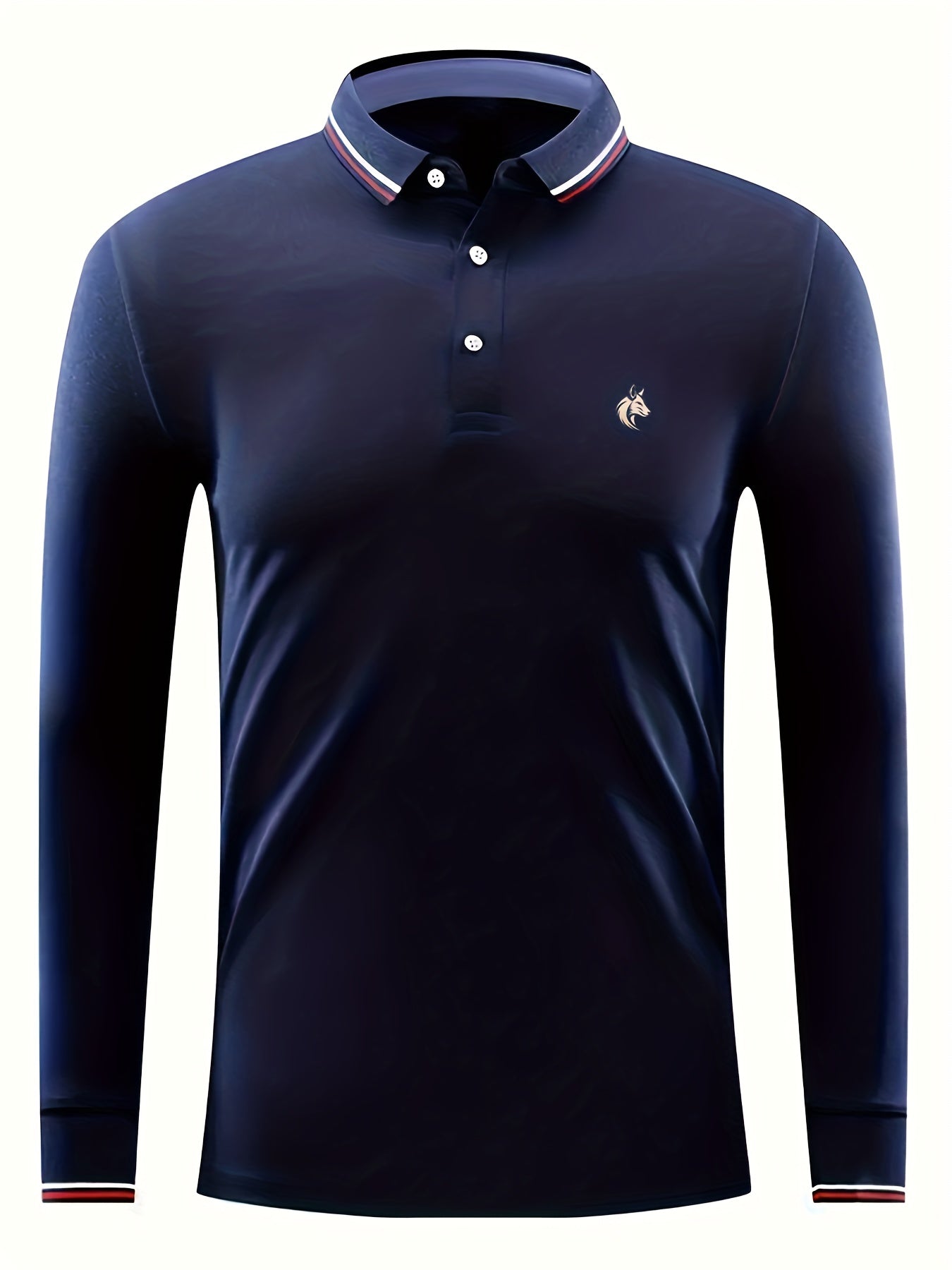 Fox Print Men's Lightweight Polo Shirt Long Sleeve Casual Button Up