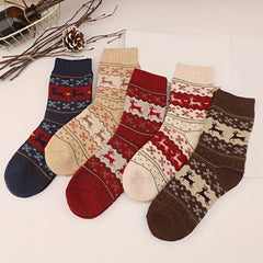 Elk Print Christmas Mid Tube Socks Women's Stockings